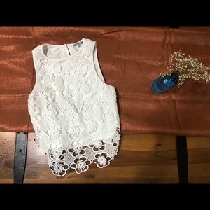 Floral lace  white Crop Top